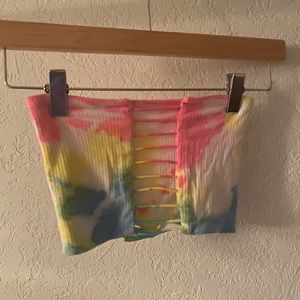 LF rainbow tye dye tube top, size small, perfect condition